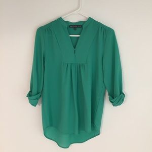 Split Neck Blouse (Green)