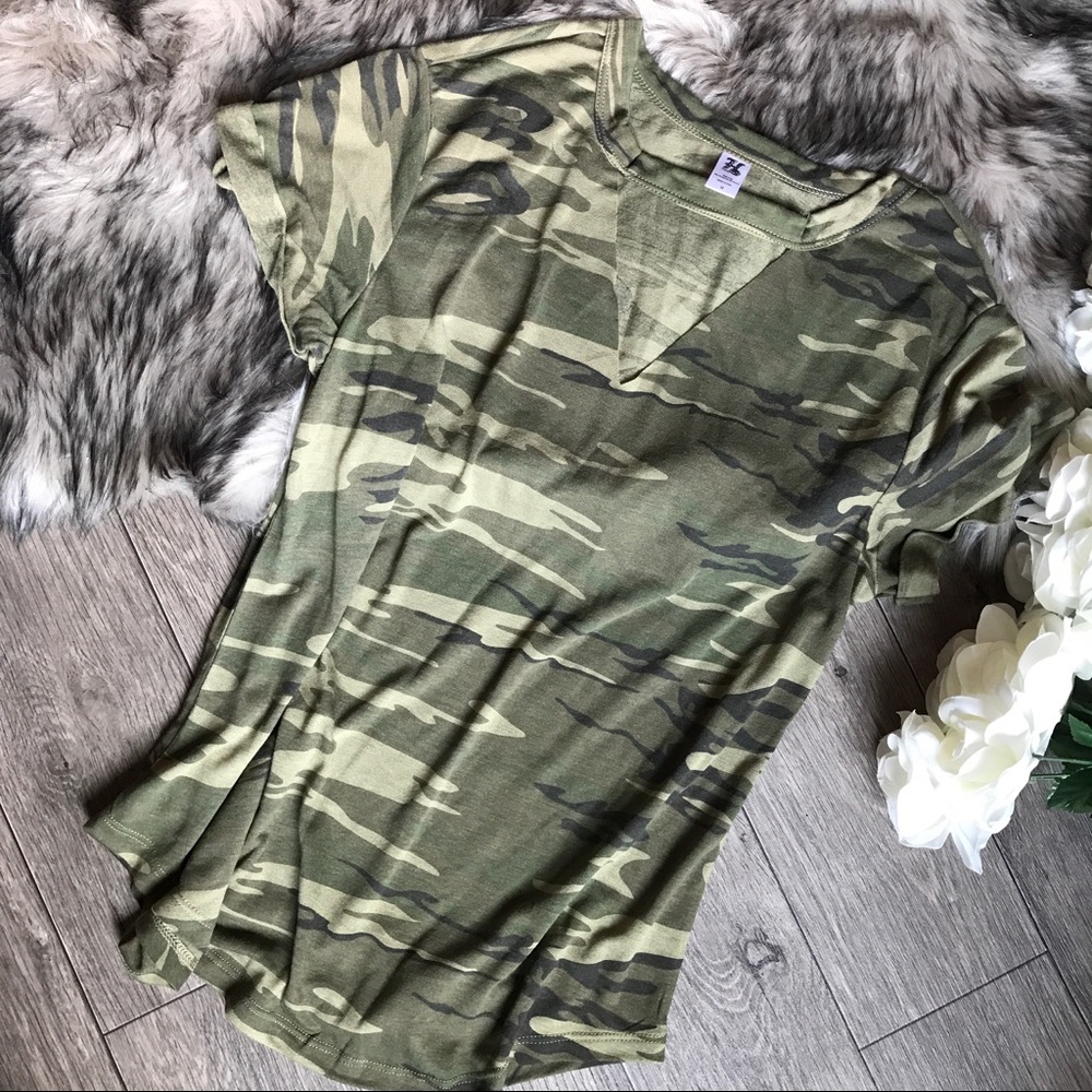 NEW Camo Cutout Choker Tee