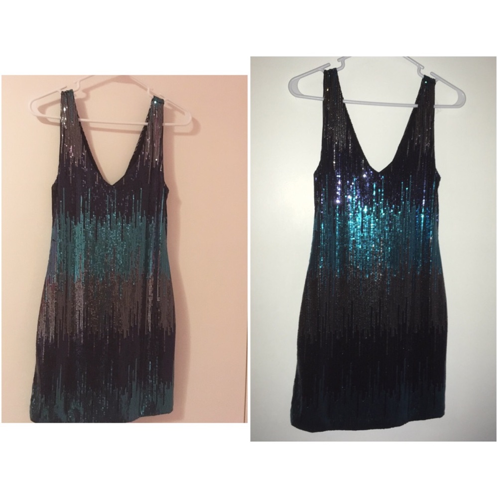 Turquoise sequin party dress