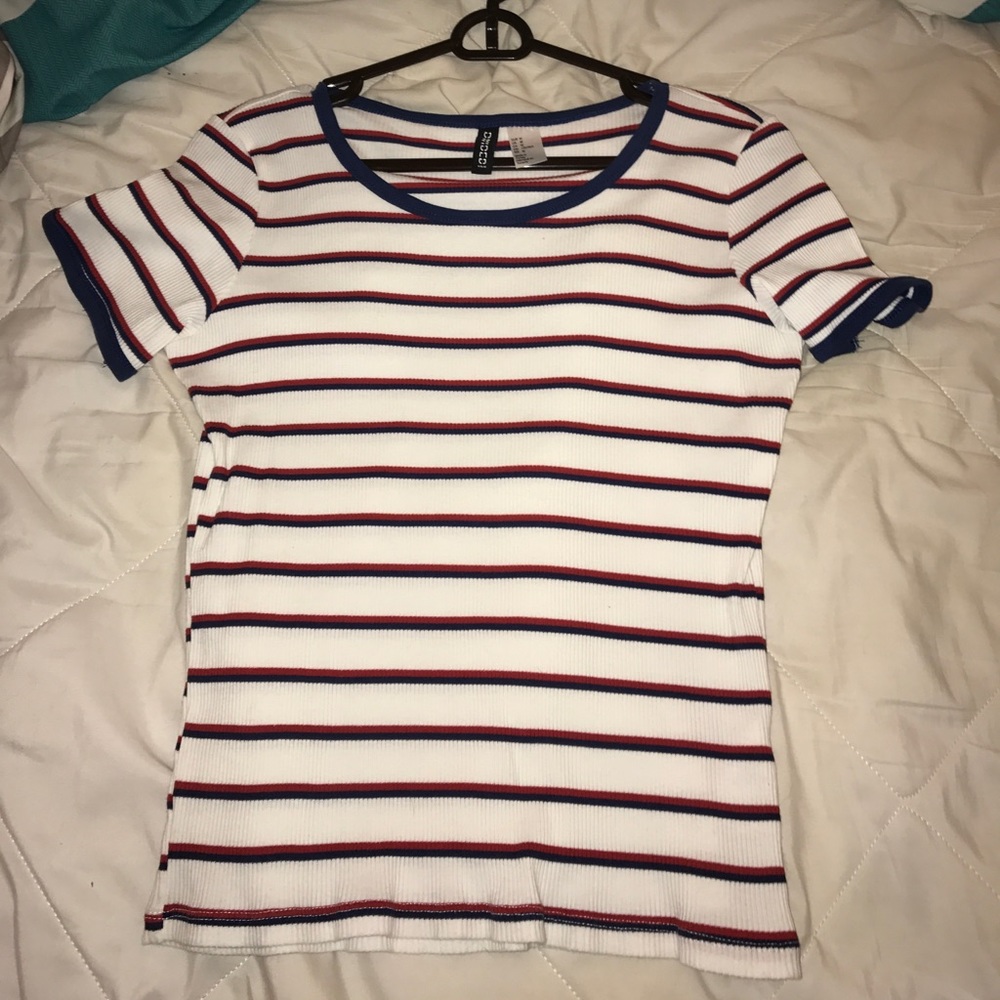 Red blue and white shirt