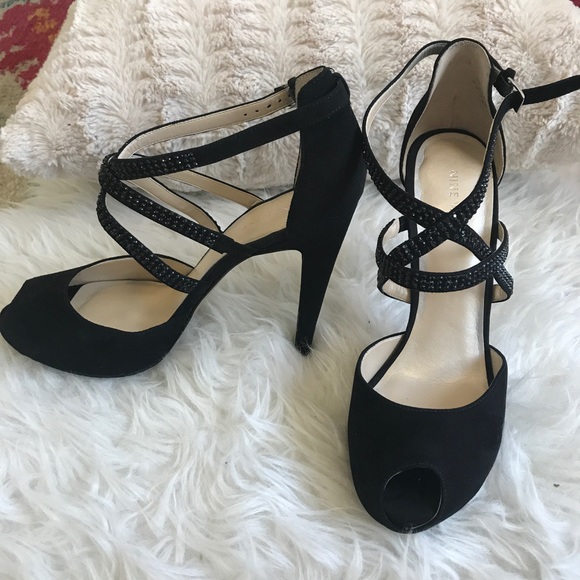 Nine West Suede Black Heel Stiletto with box 9.5 - Picture 5 of 8