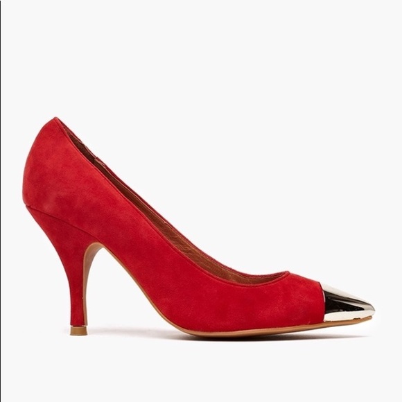 NWT Jeffrey Campbell Flava Suede Pumps-Red Suede - Picture 2 of 2