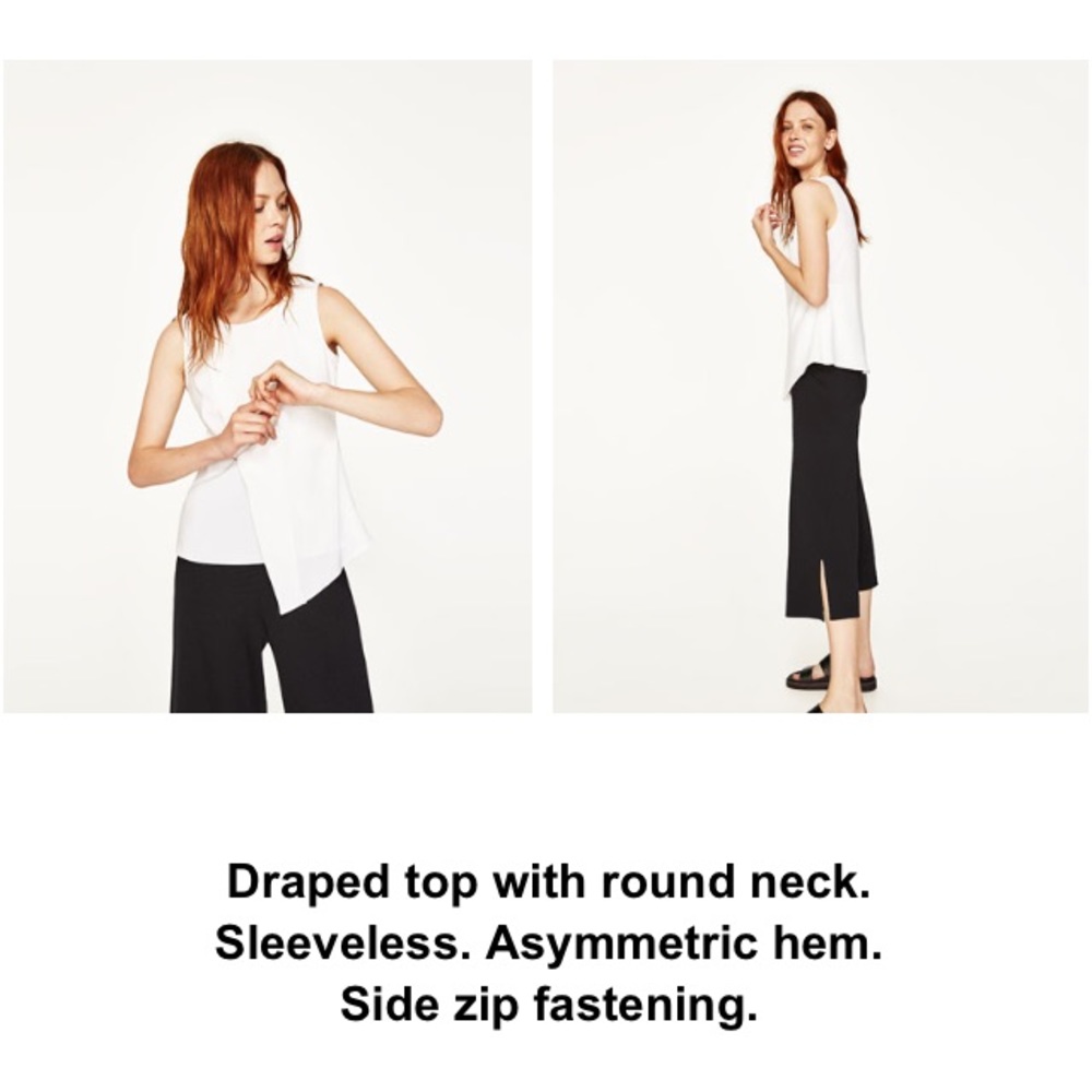 Zara Draped asymmetrical top size small NWT
