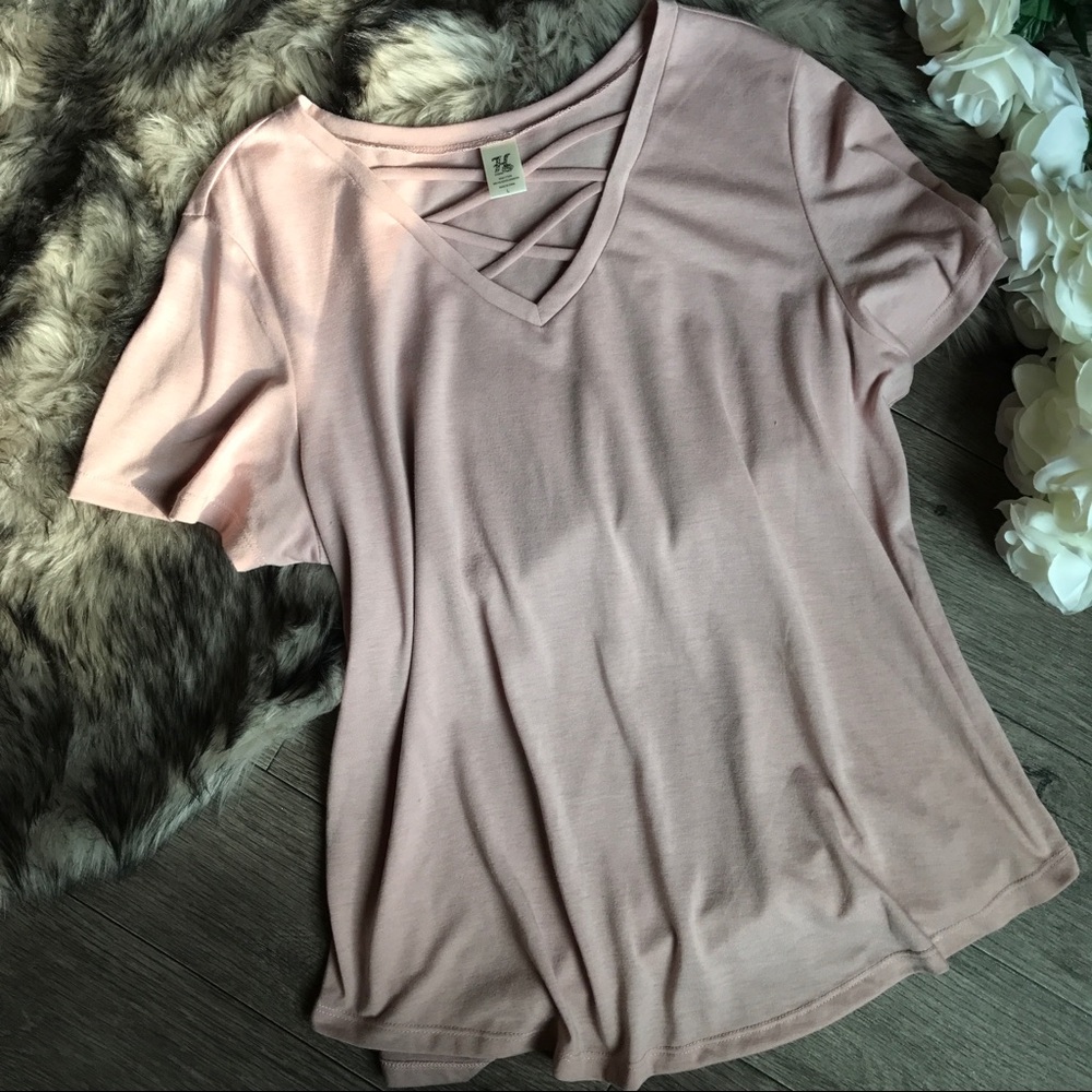 Dusty Rose Criss-Cross Tee