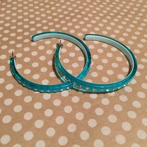 Large Teal Jeweled Earrings
