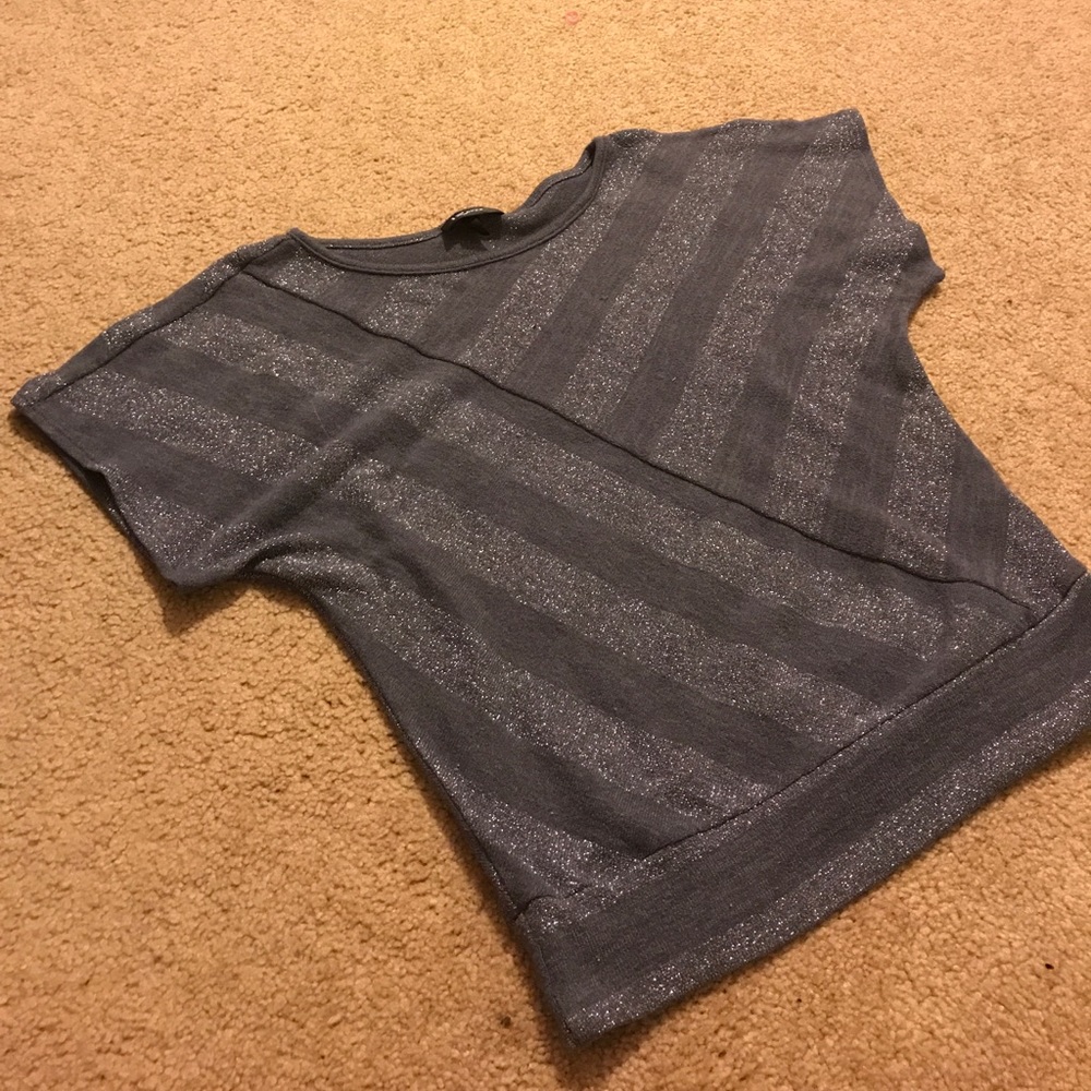 Silver striped gray top