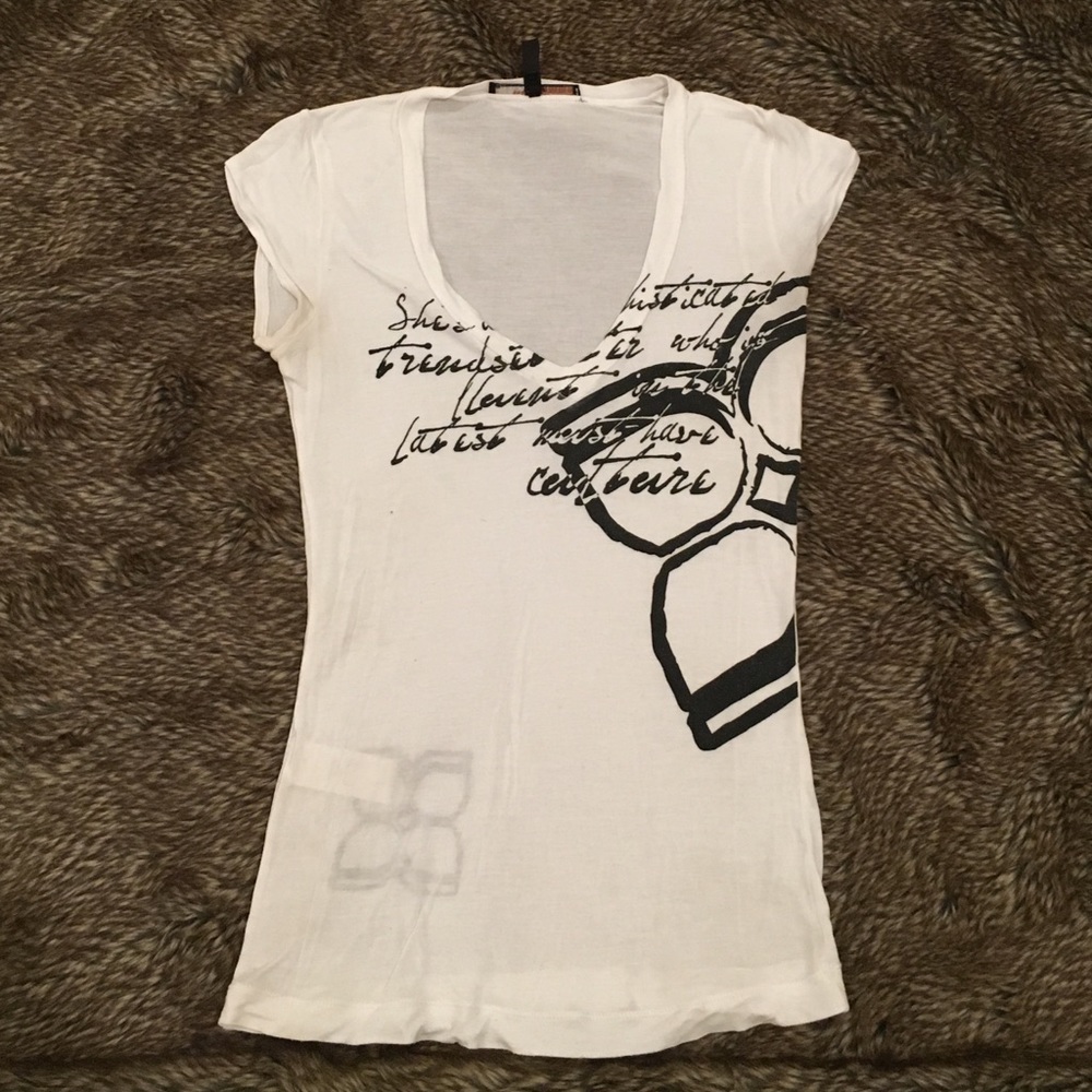 BCBG deep V Neck sheer t shirt