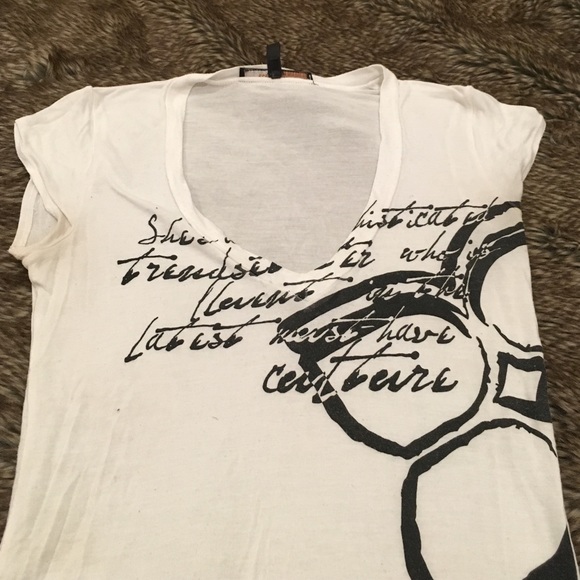 BCBG deep V Neck sheer t shirt - Picture 2 of 5