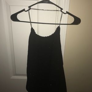 Black sequin open back Express top