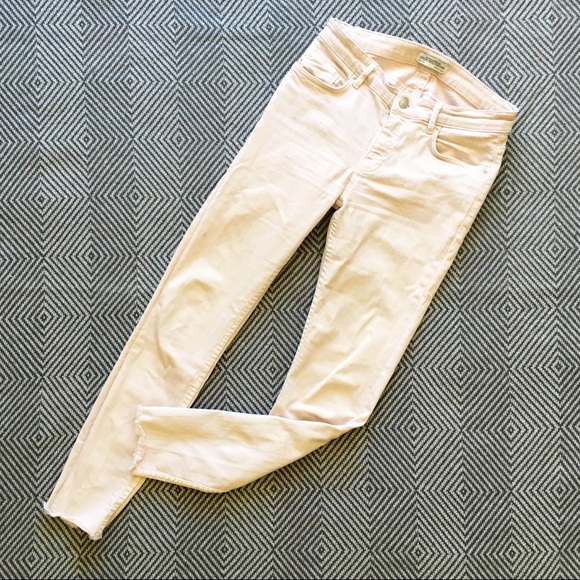Zara Denim - Zara Light Rose Fringe Hem Cropped Jeans