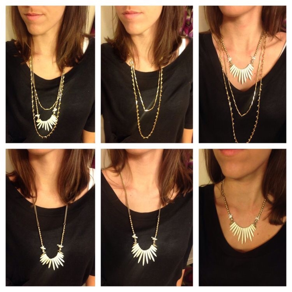 Stella & Dot Zuni layering necklace gold bone