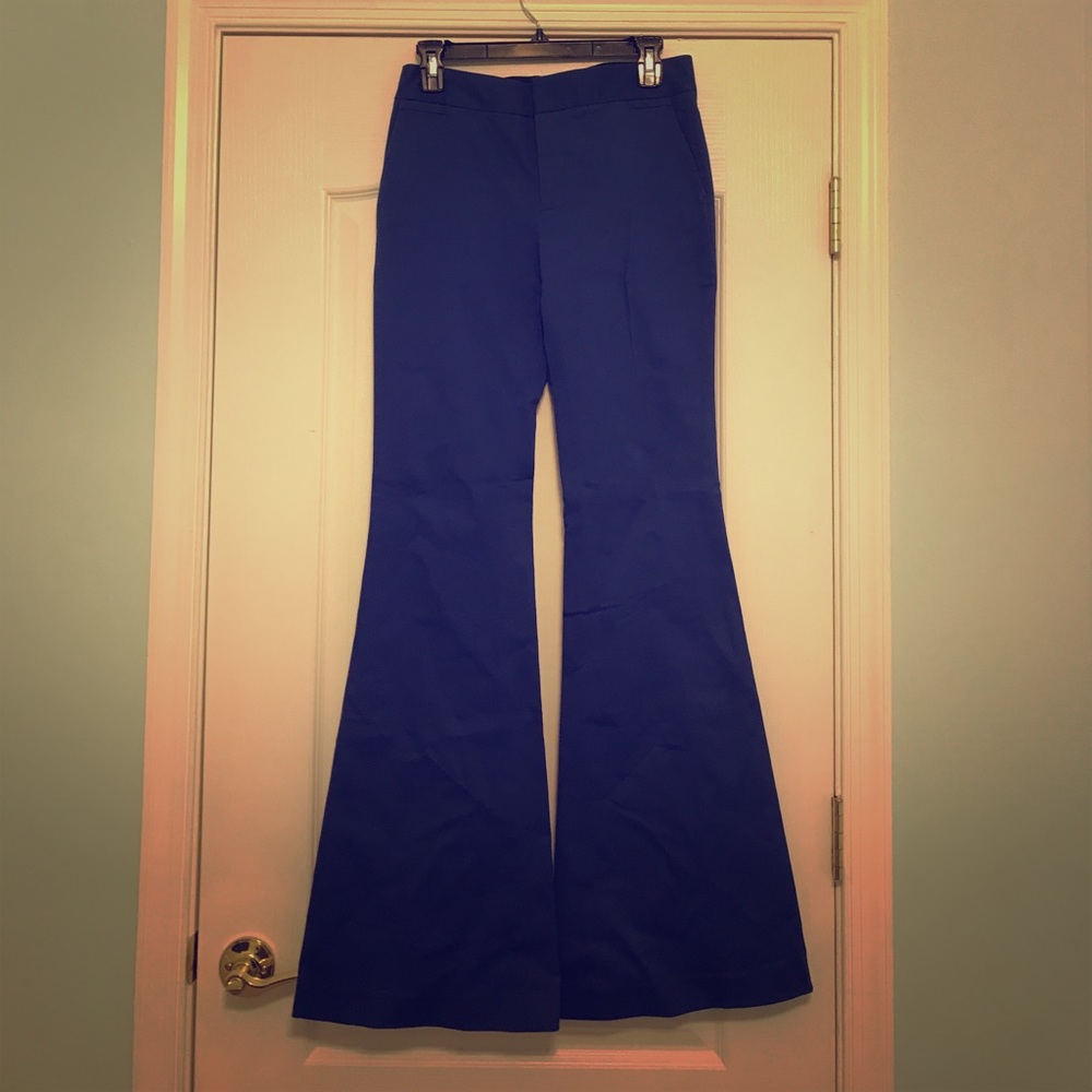 Royal blue bellbottom trousers