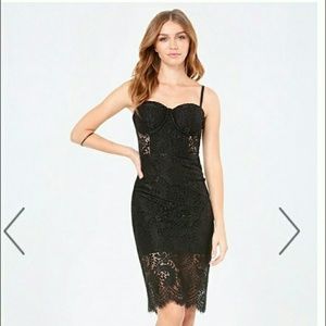 Bebe Lace Bustier Midi Dress