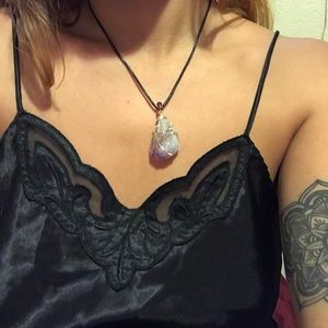Amethyst stone wrapped necklace