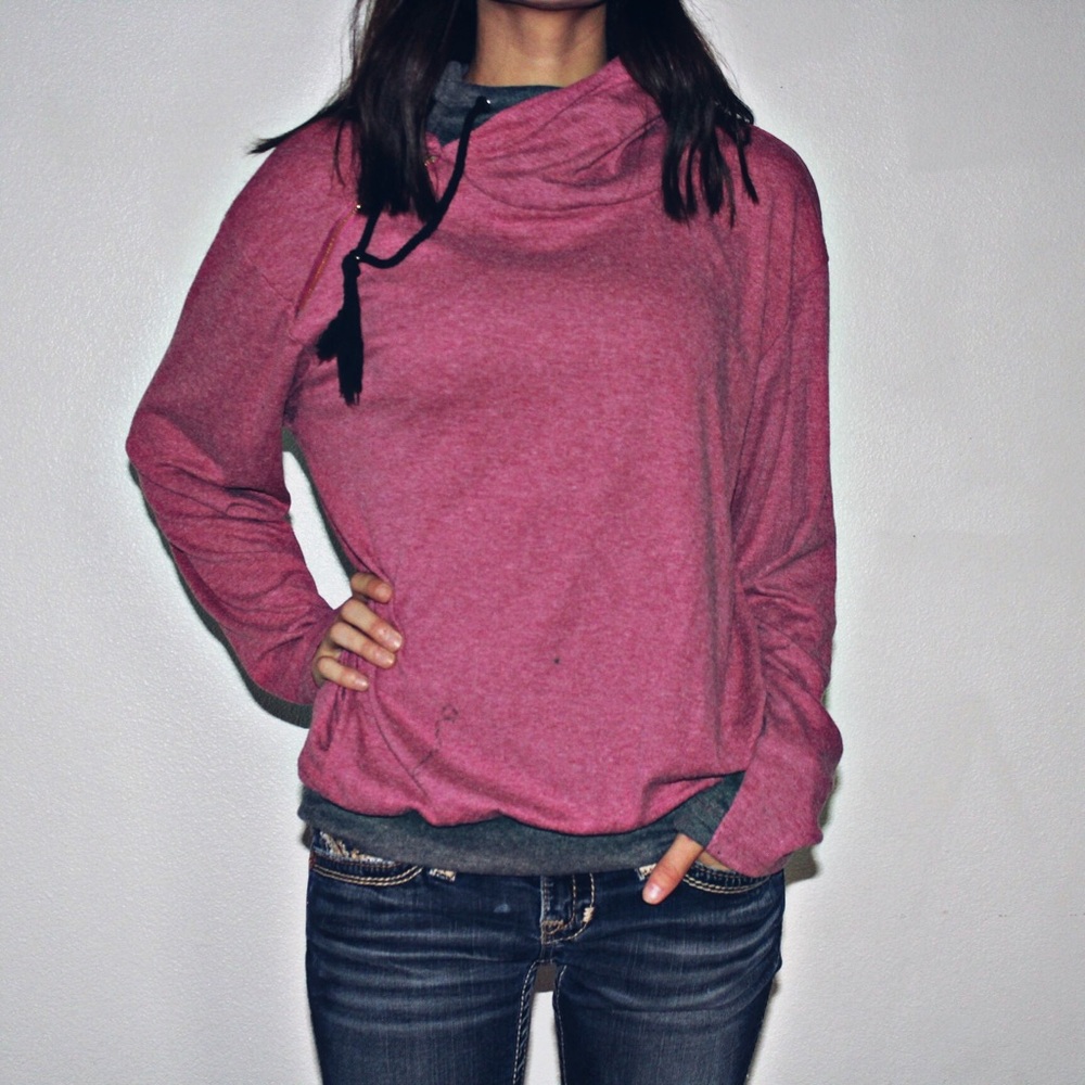 Woman's Pink String Tied Small Sweatshirt