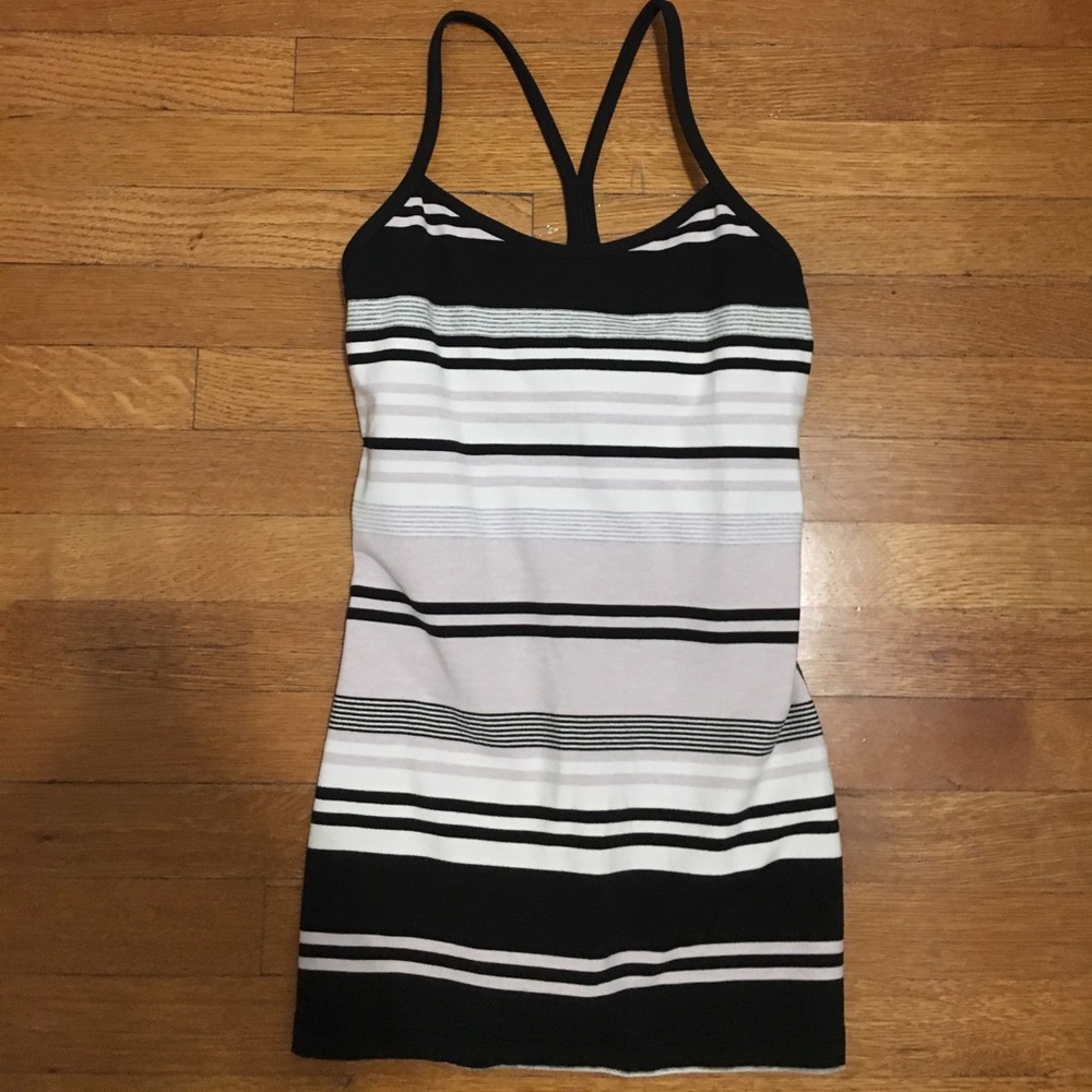 Black and White Stripped Power-Y Tank