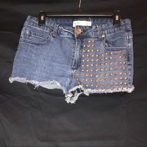 Studded Denim Shorts