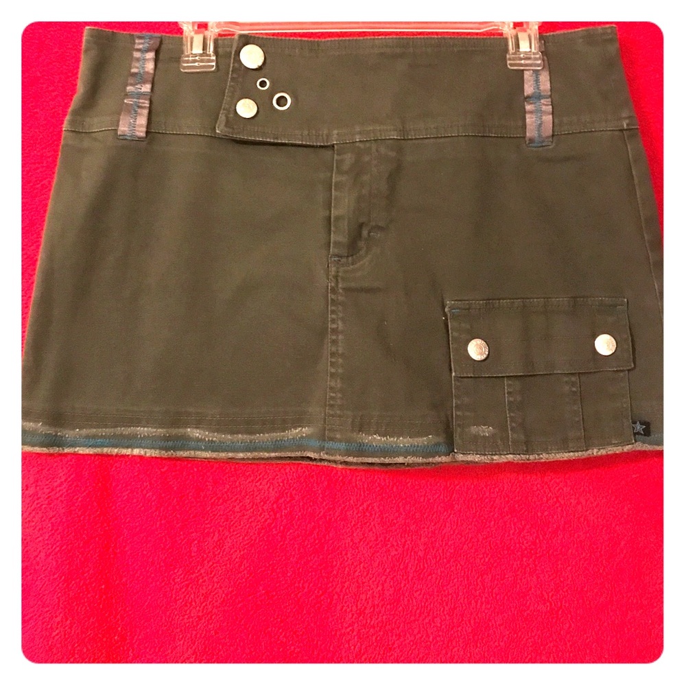 Army green mini skirt