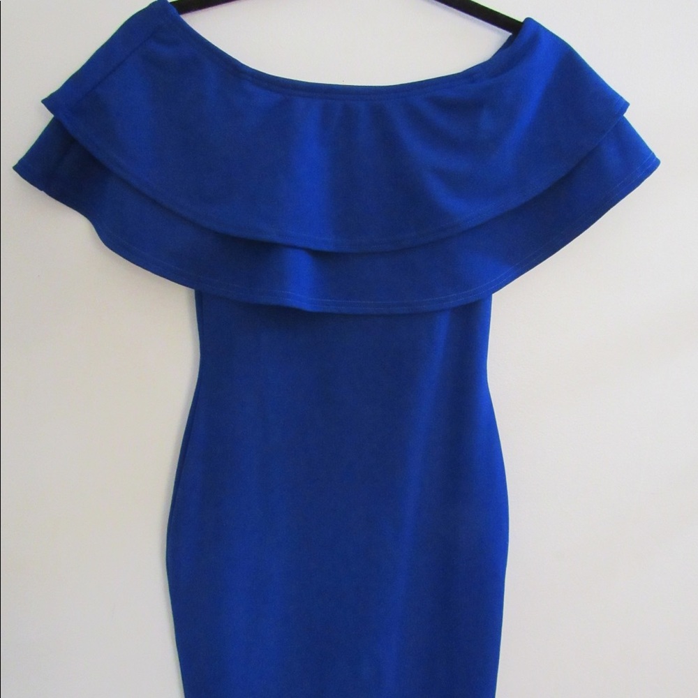 Off the shoulder cobalt blue dress