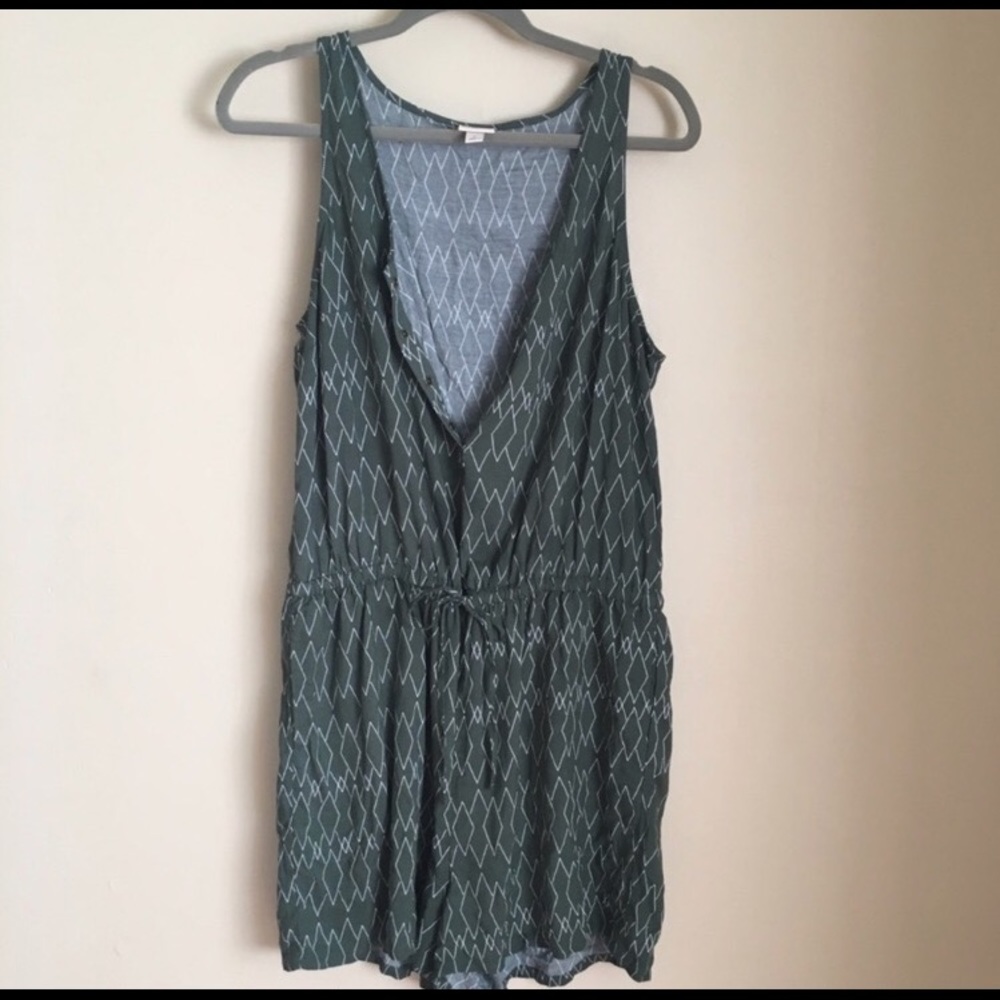 Green and White Diamond Romper