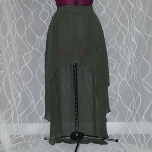 Green Hi-low Sheer Skirt