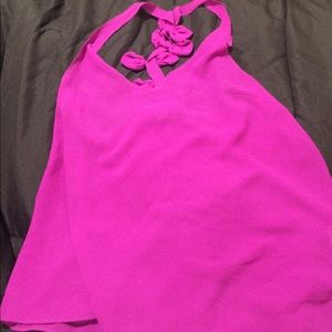 Purple see through blouse with bows on the back