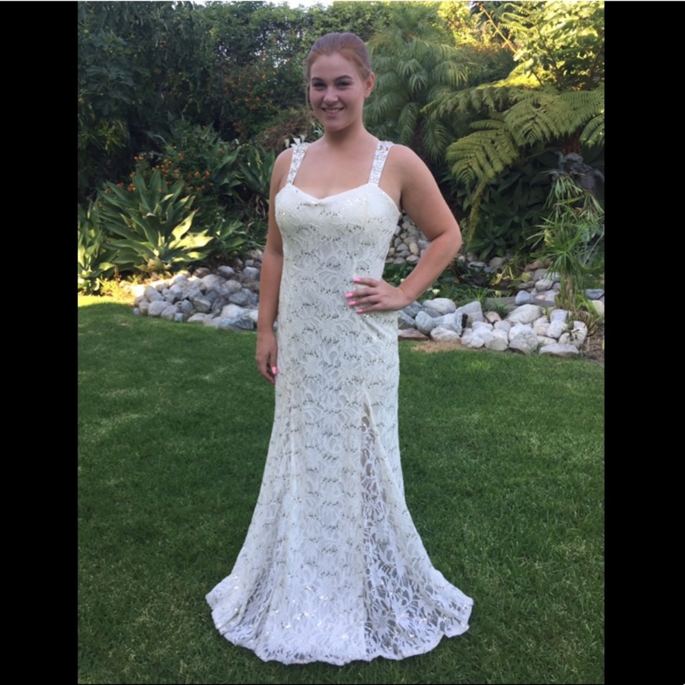 Cream prom dress