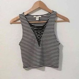striped halter crop top
