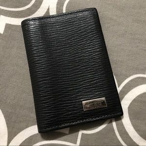Salvatore Ferragamo Black Bi-Fold Card Case Wallet