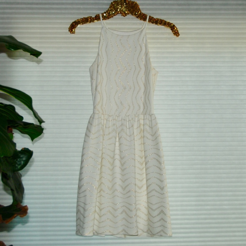 Gold Foiled Fit and Flair Dress, by love...ady