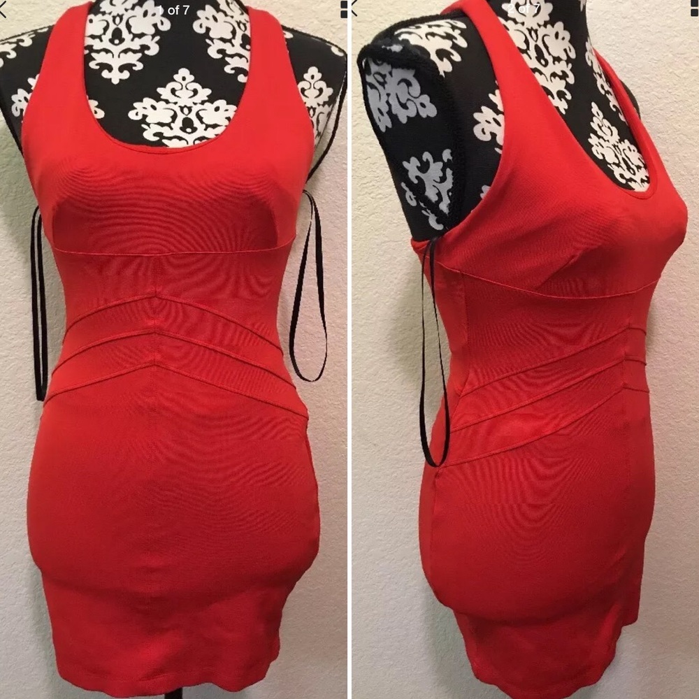 ❌❌SOLD❌❌Bebe red racer back mini dress XS