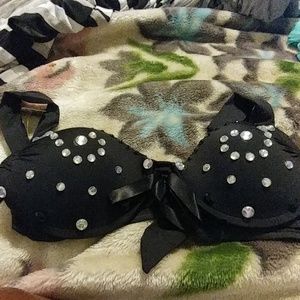 Rhinestone halter swim top