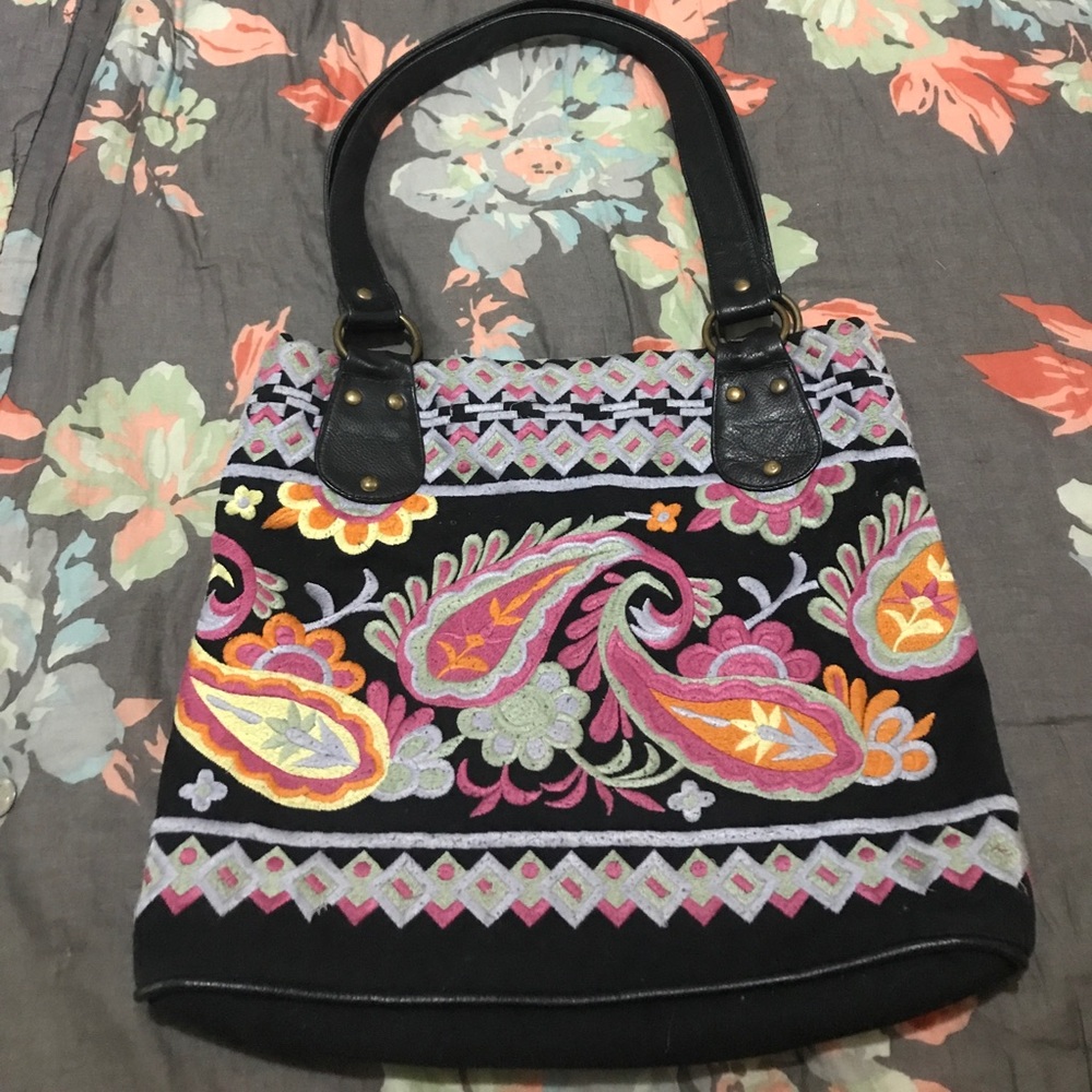 Anthropologie embroidered Tote