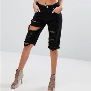 PrettyLittleThing Ripped Denim Shorts (Kendall)