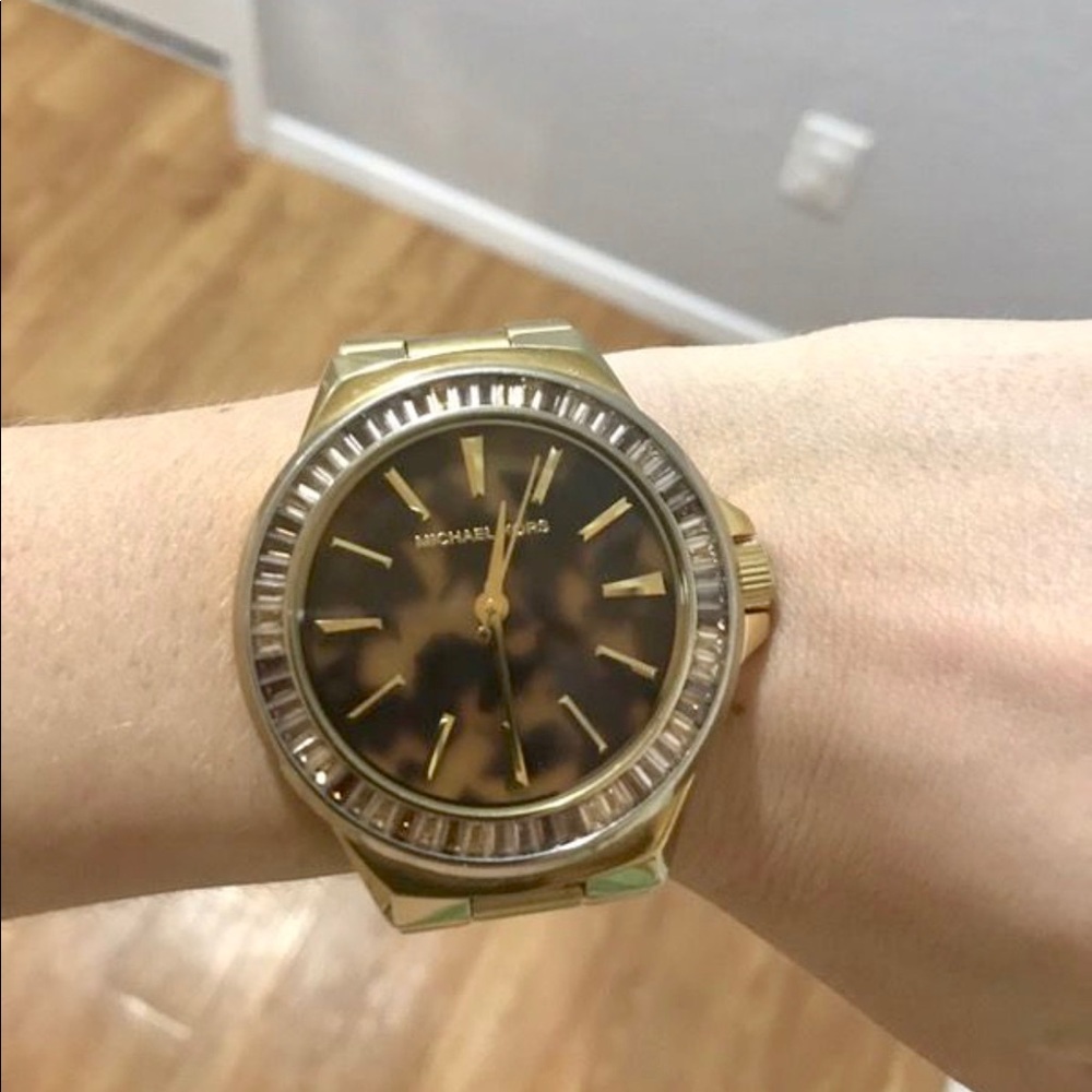 Michael Kors gold and tortious shell watch