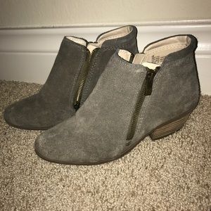 Gray suede booties