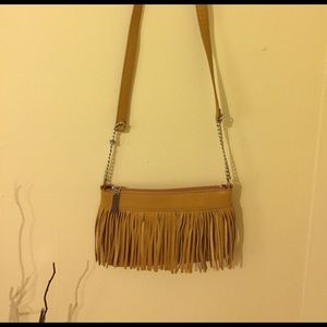 Mustard fringe purse