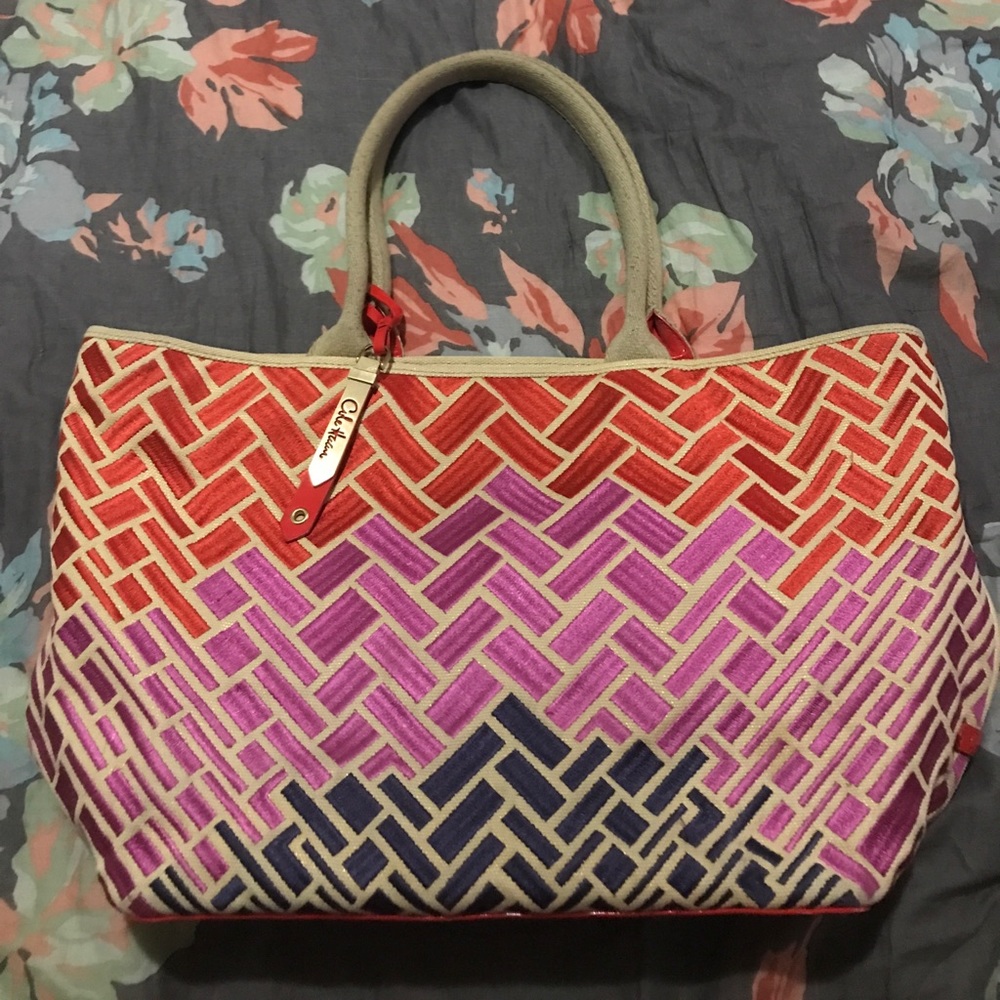 Cole Haan embroidered chevron tote