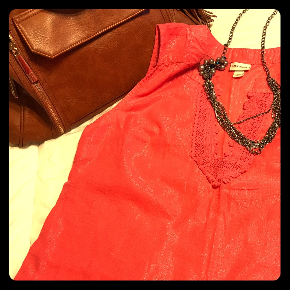 Coral Shimmery Tunic