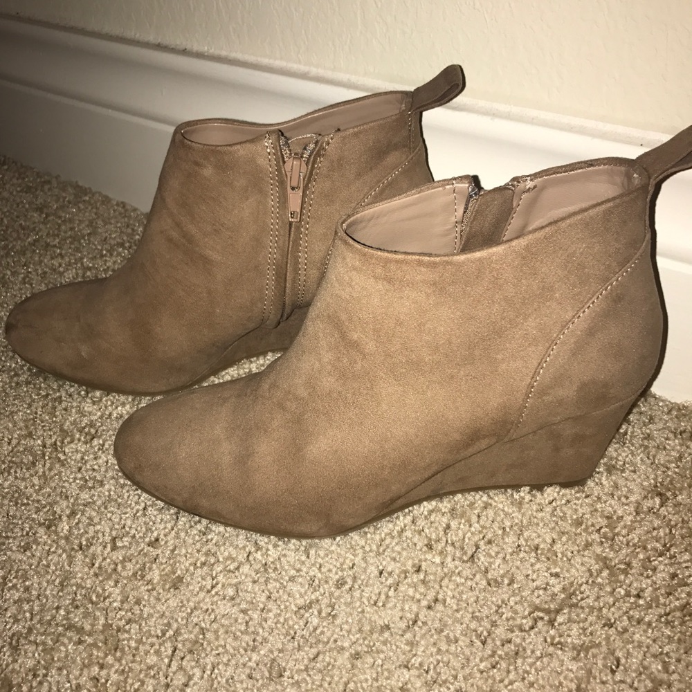Tan suede booties