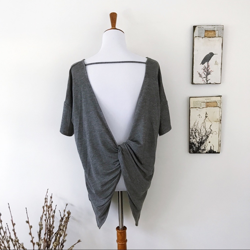 Charcoal Gray French Terry open back twist top NWT - Picture 2 of 7