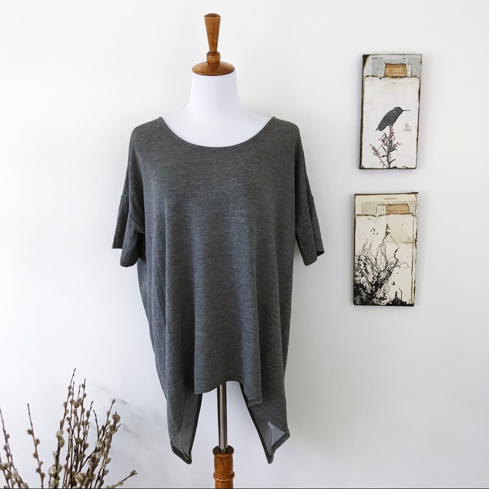 Charcoal Gray French Terry open back twist top NWT - Picture 3 of 7