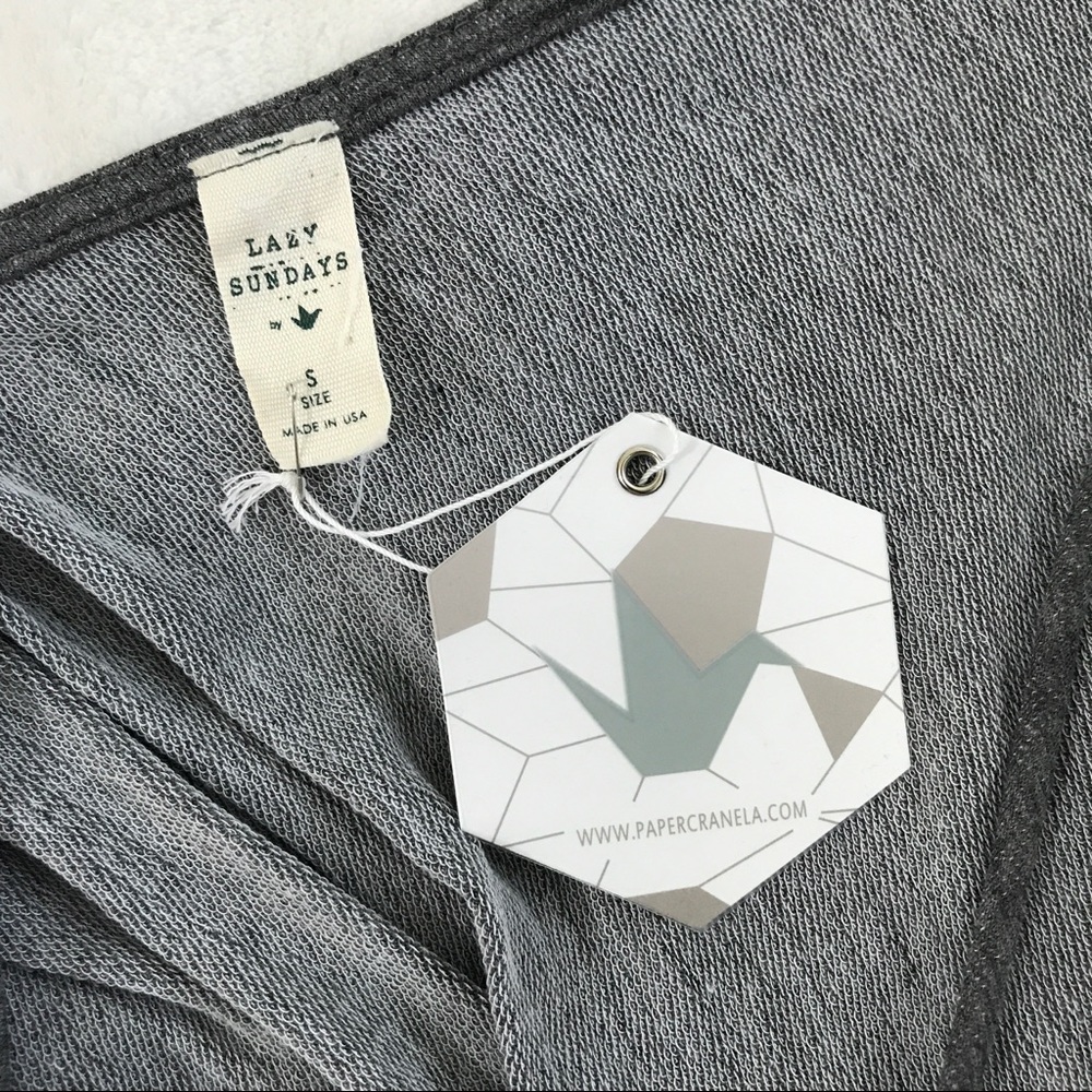 Charcoal Gray French Terry open back twist top NWT - Picture 6 of 7