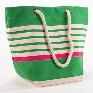 Striped Canvas Tote Bag with Rope Handles