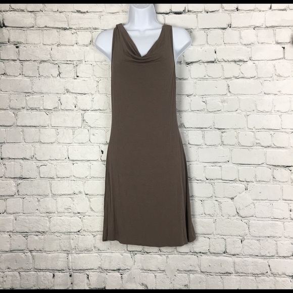 Pink Rose M Body Con Fitted Dress Drape Neck - Picture 2 of 6