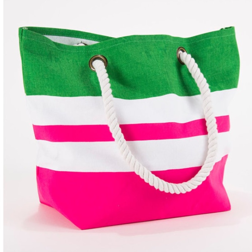 Striped Canvas Beach Tote with Rope Handles