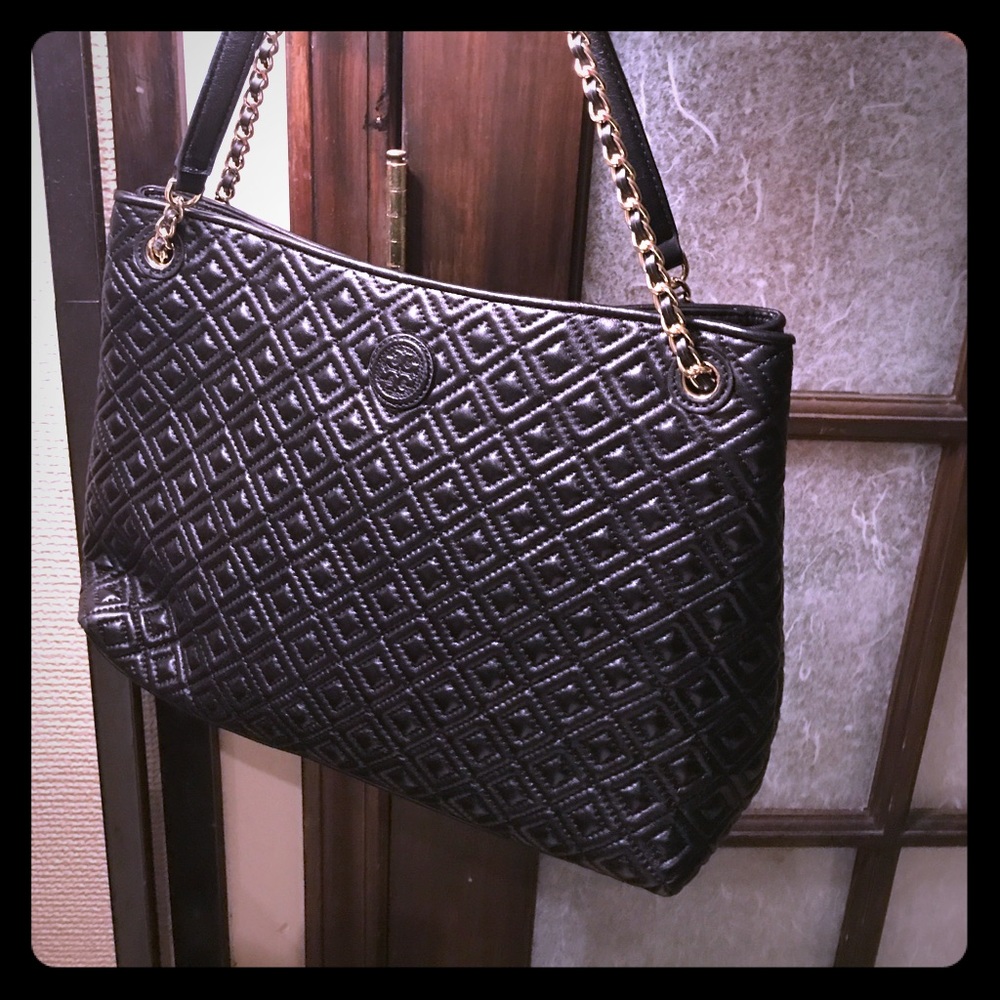 Tory Burch Black Marion Chaim Slouchy Tote