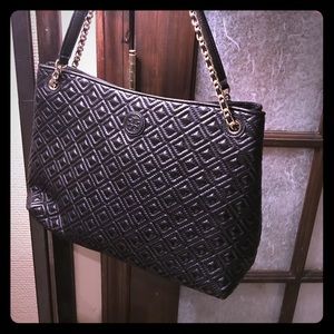 Tory Burch Black Marion Chaim Slouchy Tote