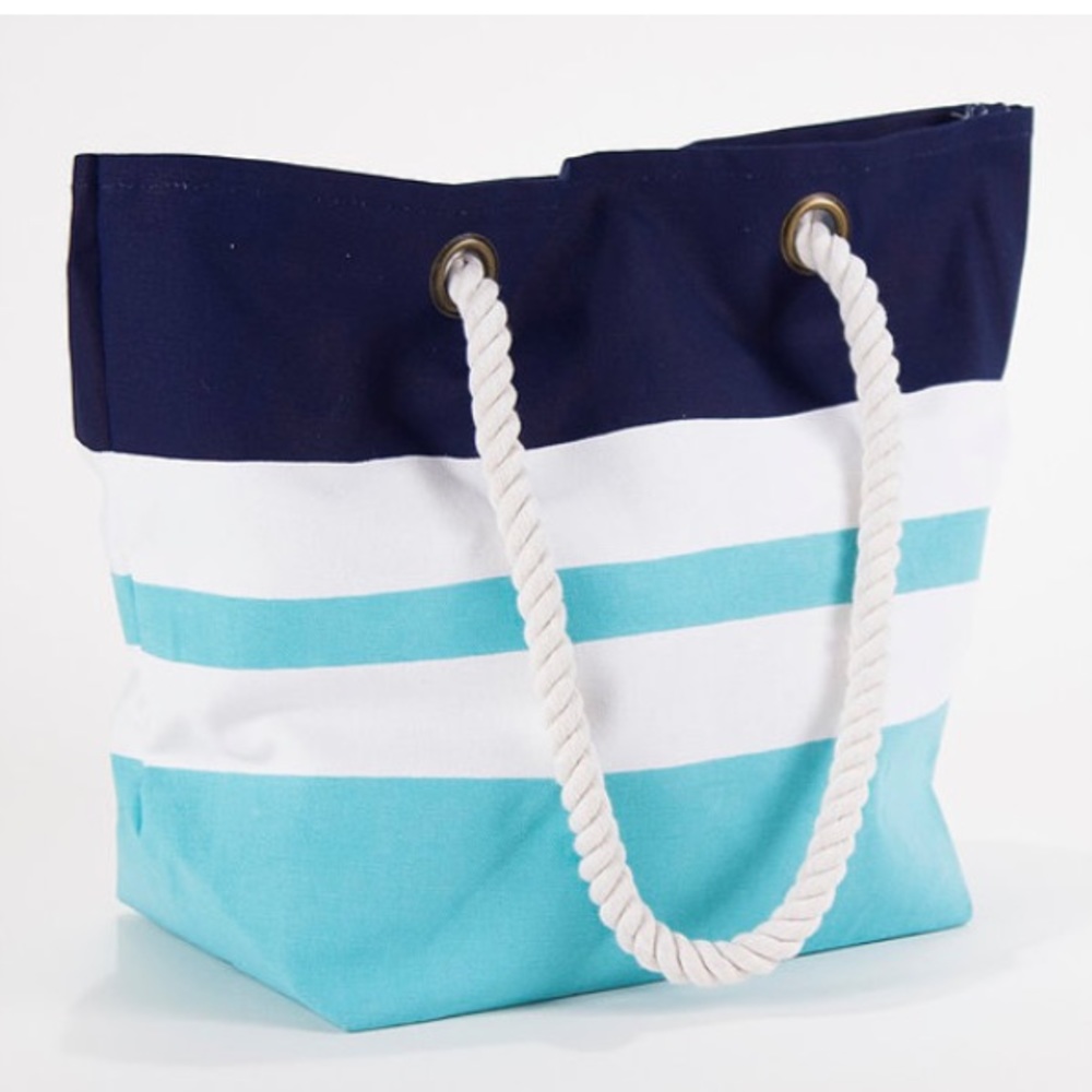 Striped Canvas Beach Tote with Rope Handles