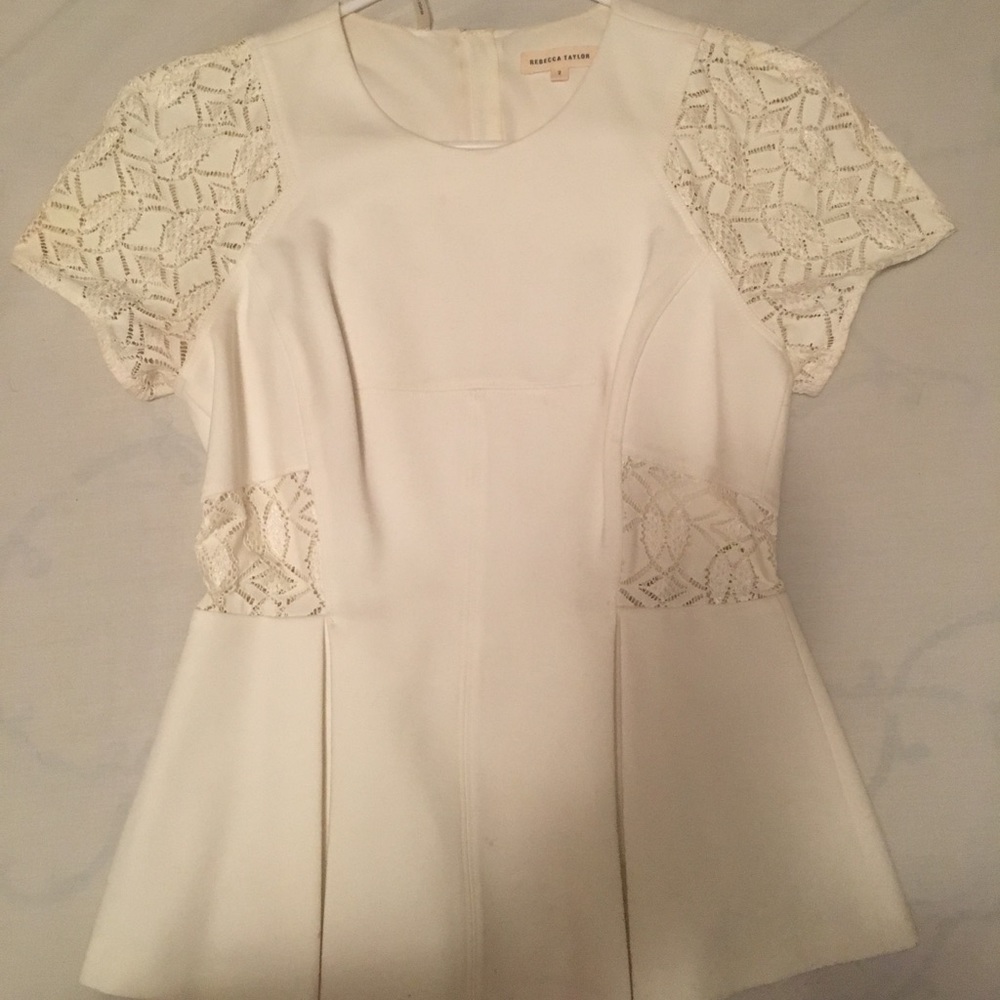 Rebecca Taylor lace sleeve peplum top